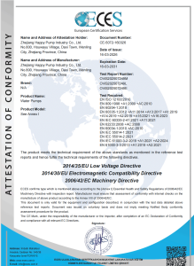 CE Attestation of Conformity