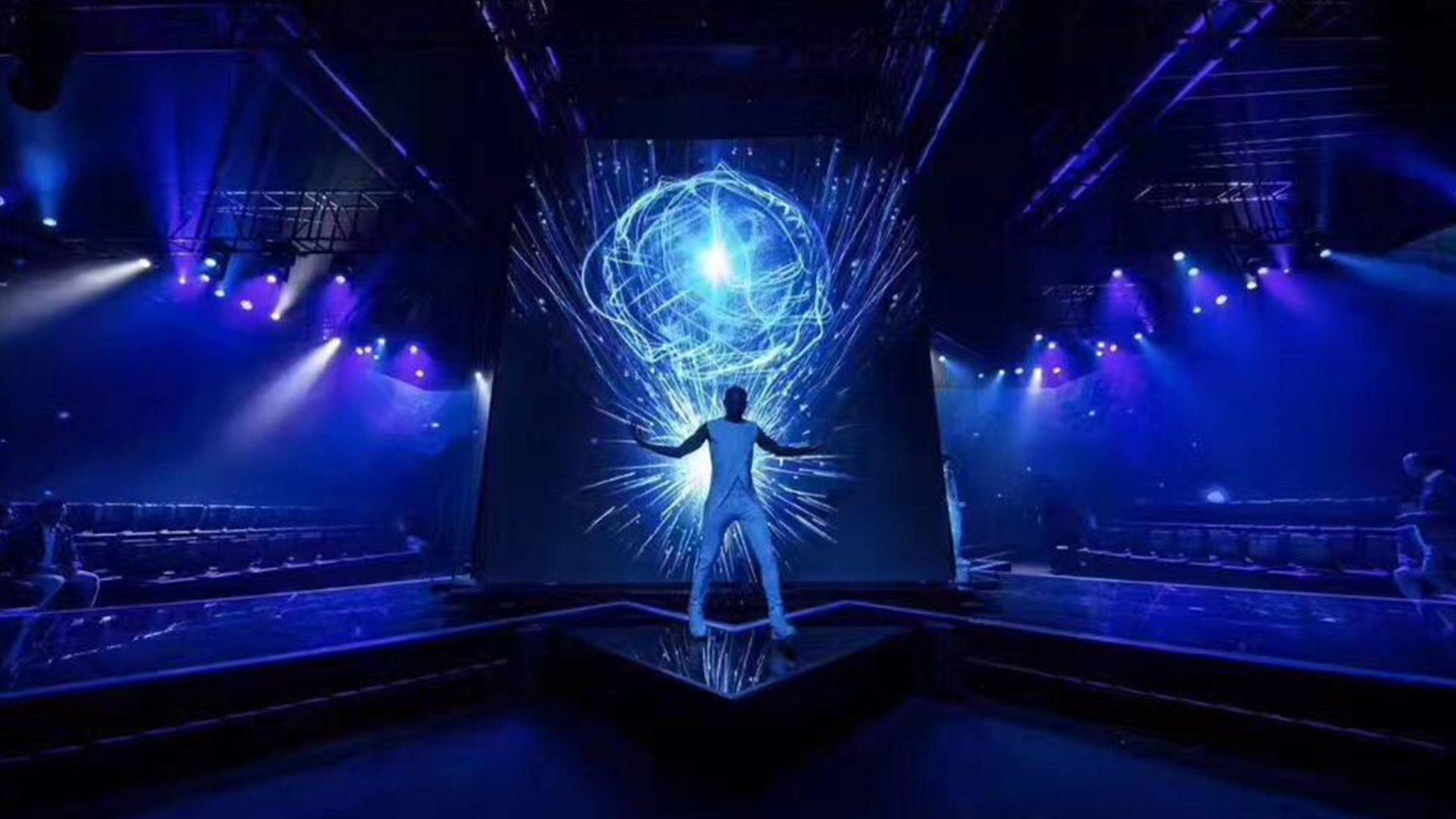Three-sided foldable LED display at Geely automotive launch event