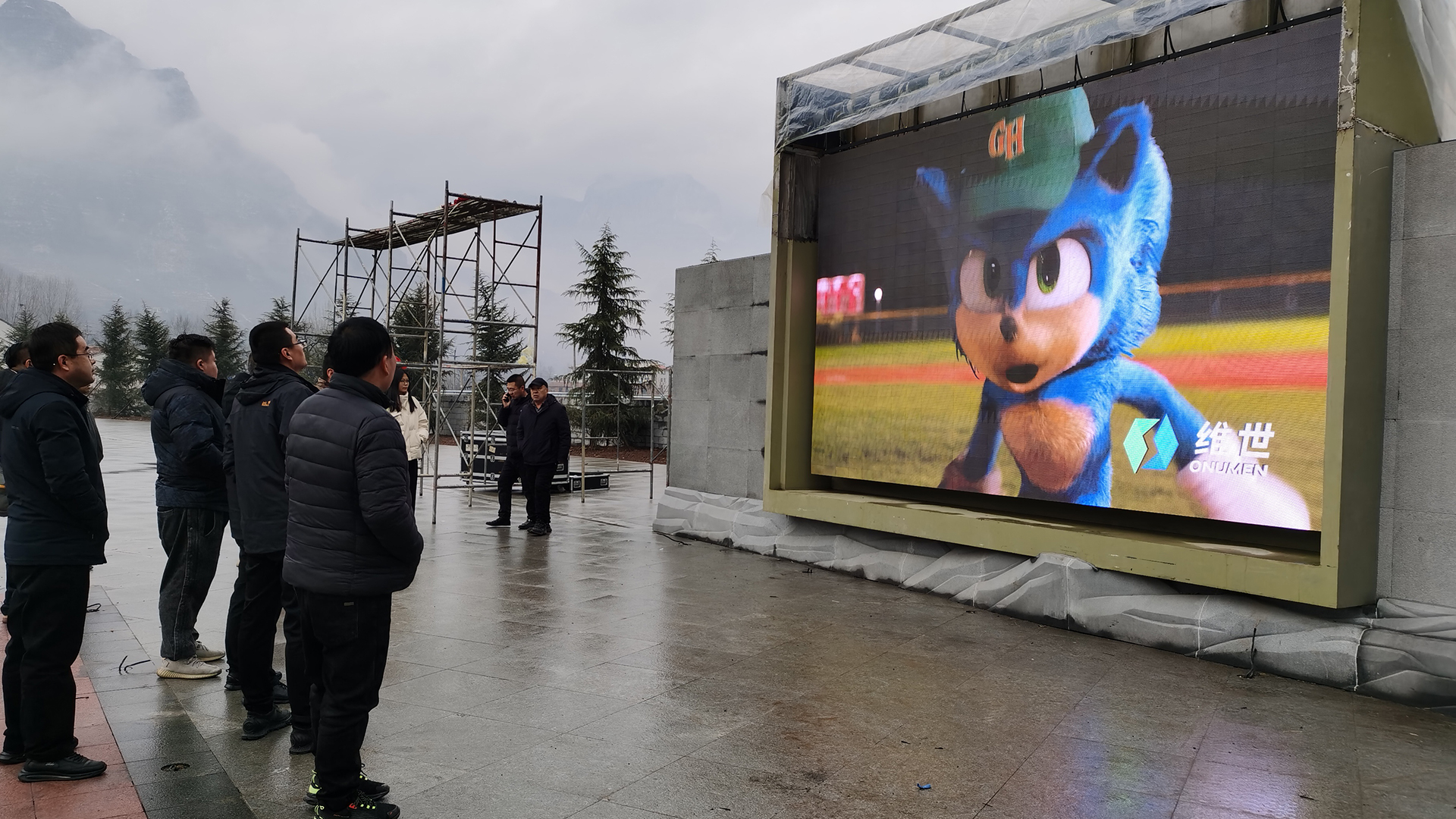 Outdoor rollable LED display at cultural tourism site in Shanxi