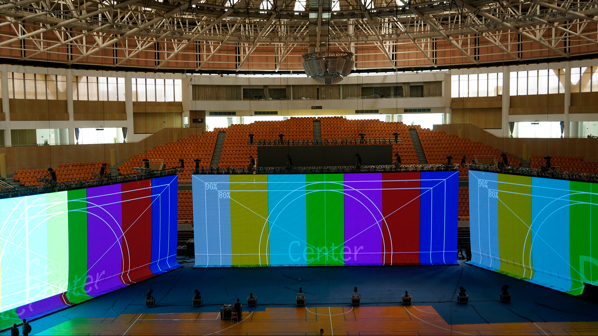 Large-format foldable LED display used as concert stage scenery in Japan