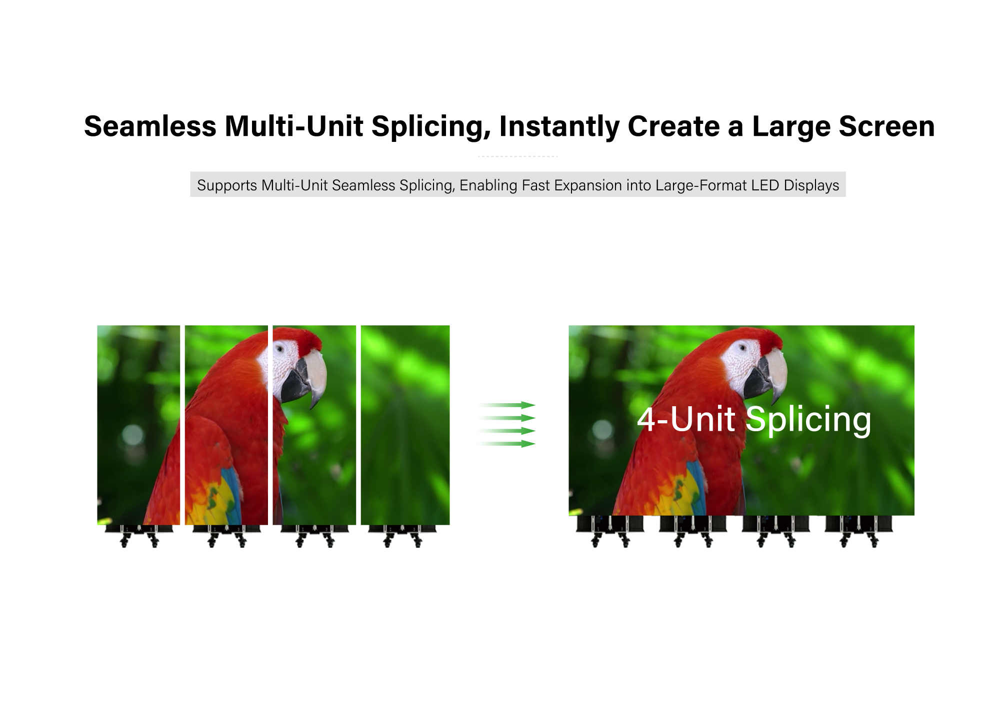 Multiple Easy Sailing foldable LED display units seamlessly spliced together