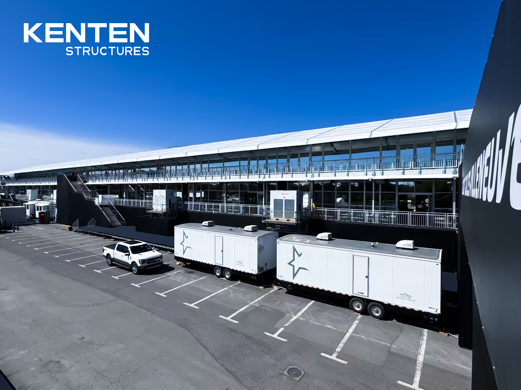 Modular temporary structures delivered by KENTEN for Formula 1 event infrastructure in Canada