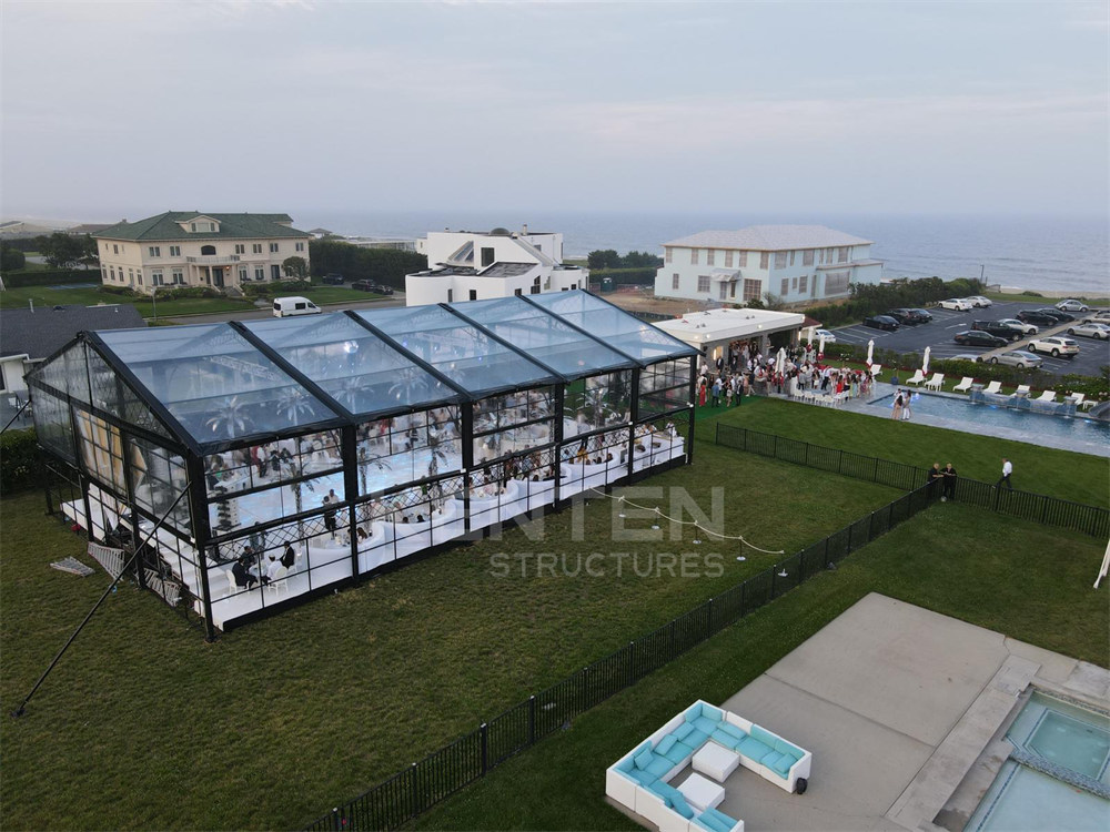 Luxury atrium tent at oceanfront wedding venue