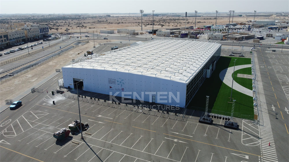 Pyramid structure exhibition hall built for the Doha Photography Festival in Qatar