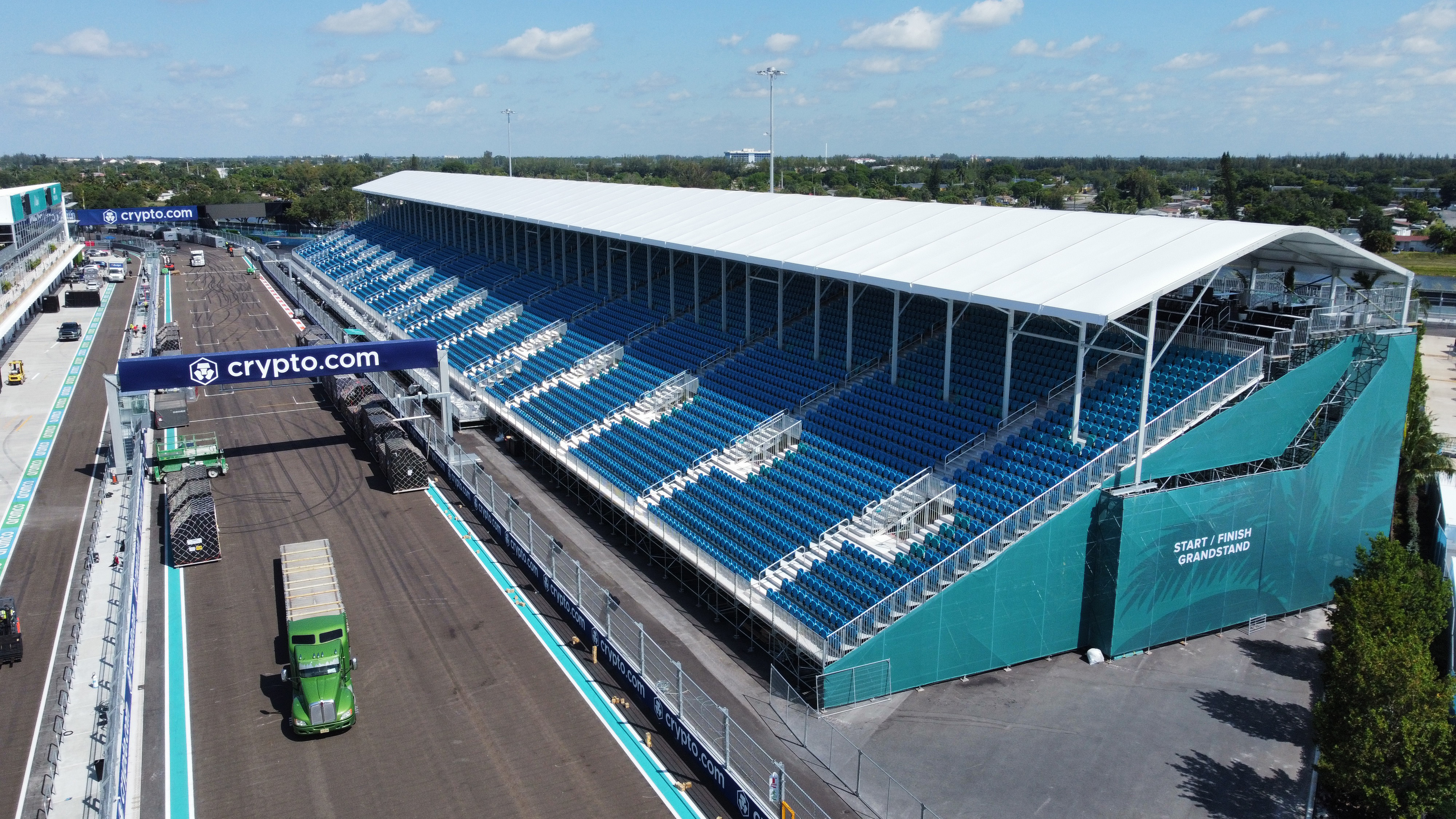 KENTEN modular structure tents deployed at Formula 1 Miami Grand Prix for spectator and hospitality areas