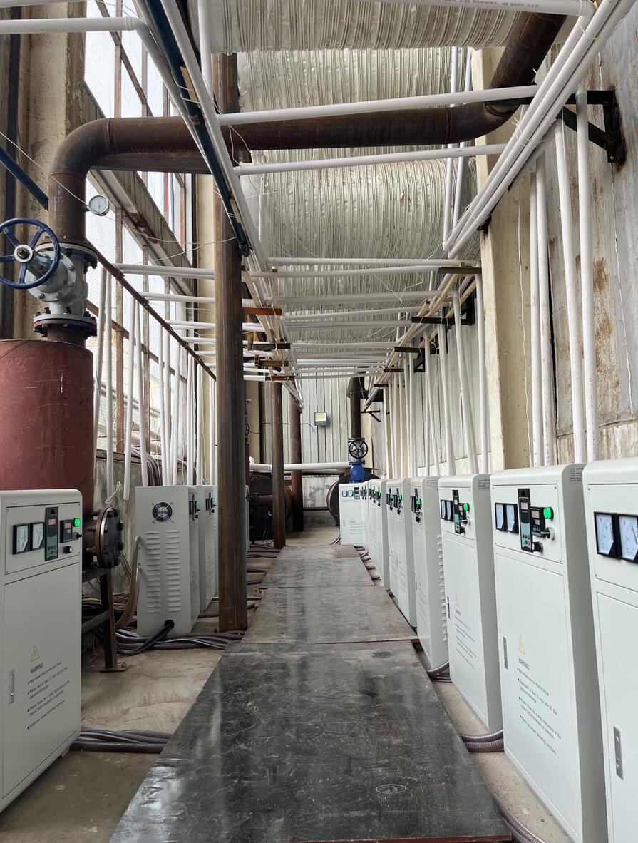 Induction heating machine installed for textile industry process heating