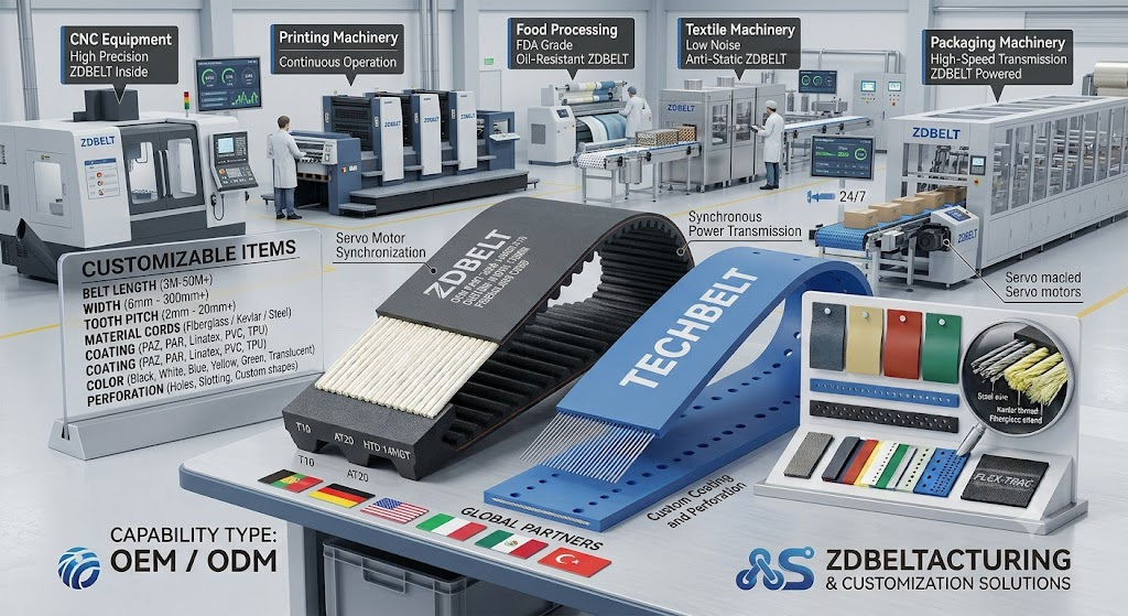 Timing belts in packaging and CNC machinery applications