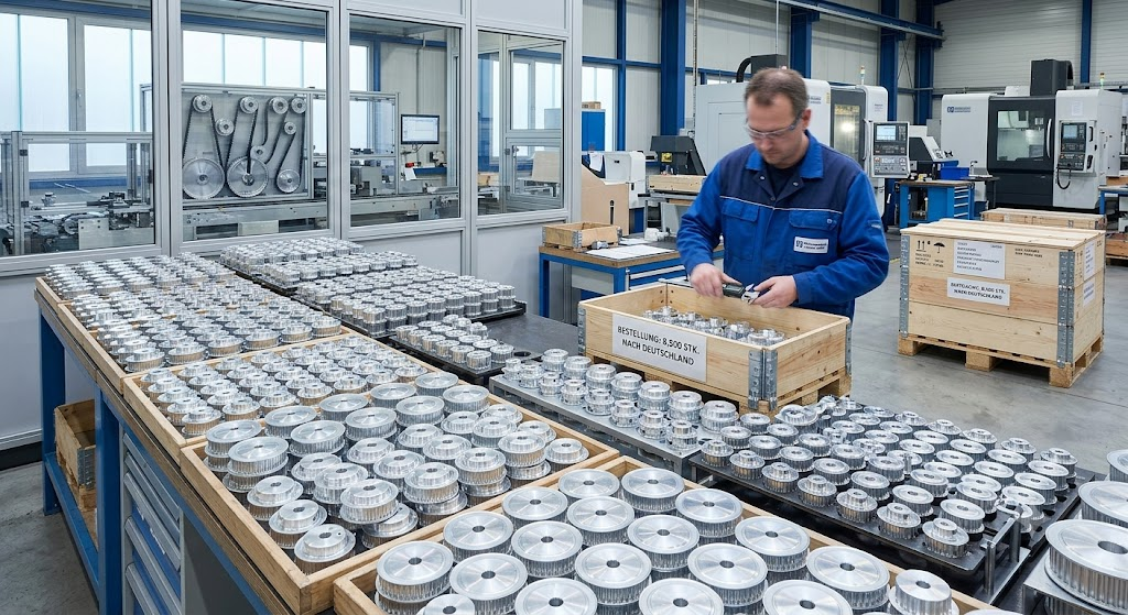 Case study scene: timing belts and pulleys in automated machinery