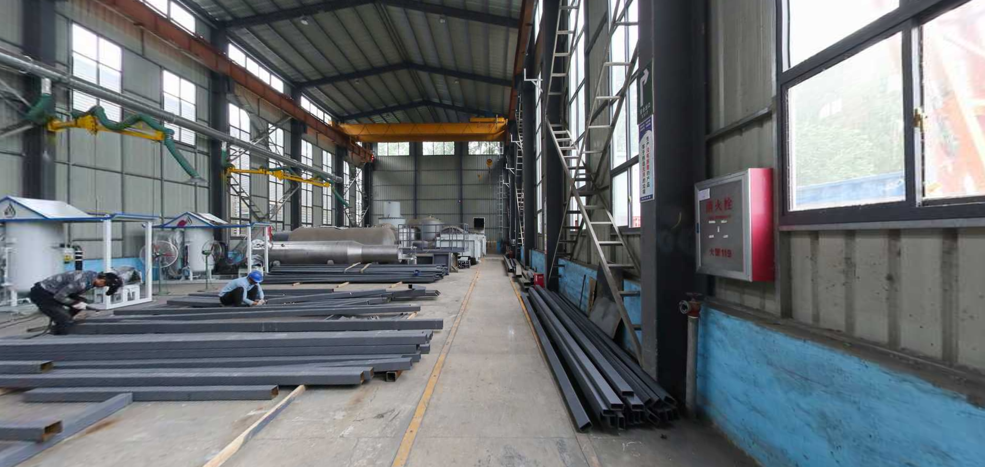 Flare system manufacturing workshop used for biogas and landfill gas flare fabrication