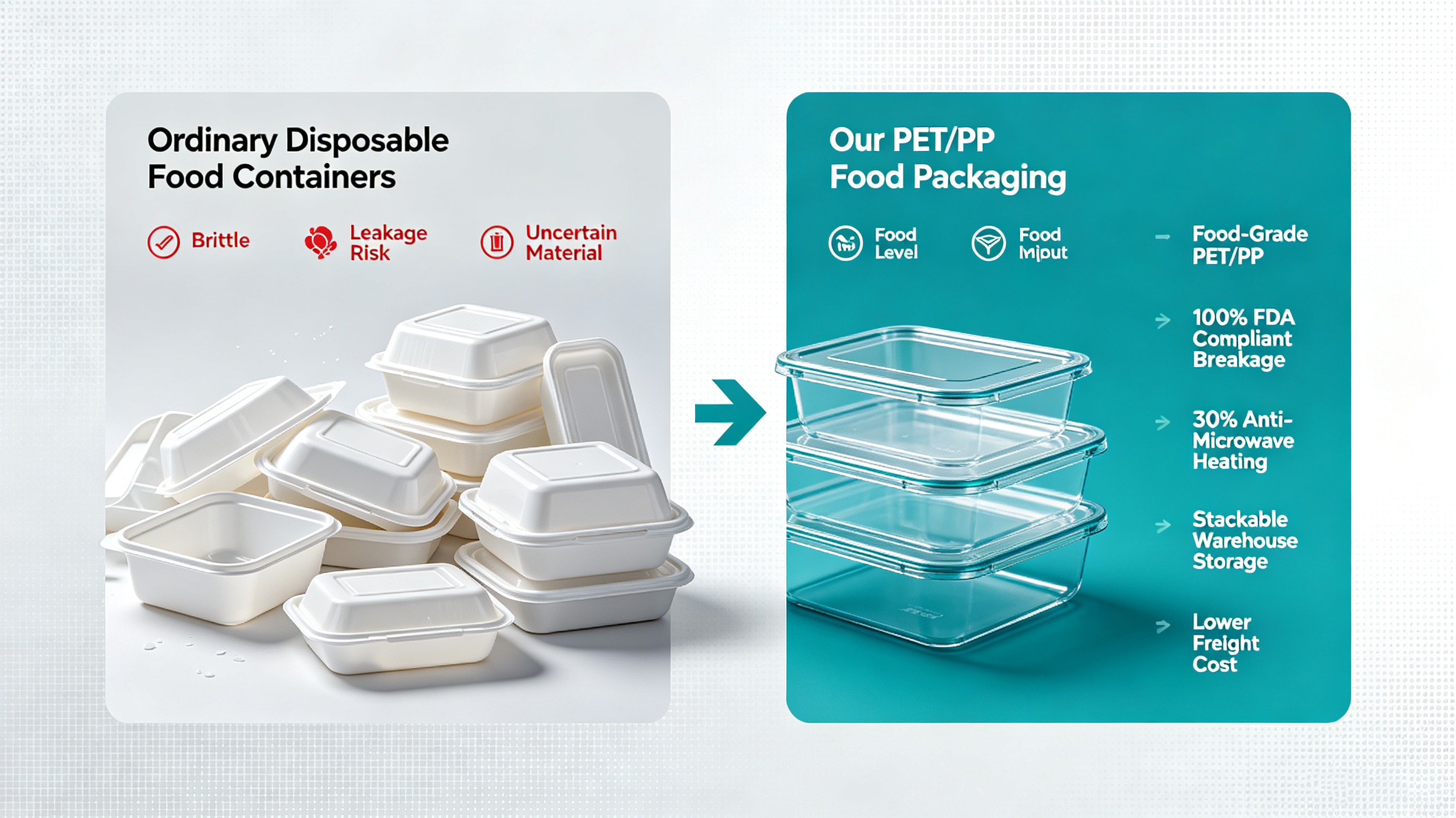 FDA food contact compliant, impact resistant, microwave safe, refrigerator safe and stackable bakery container specification