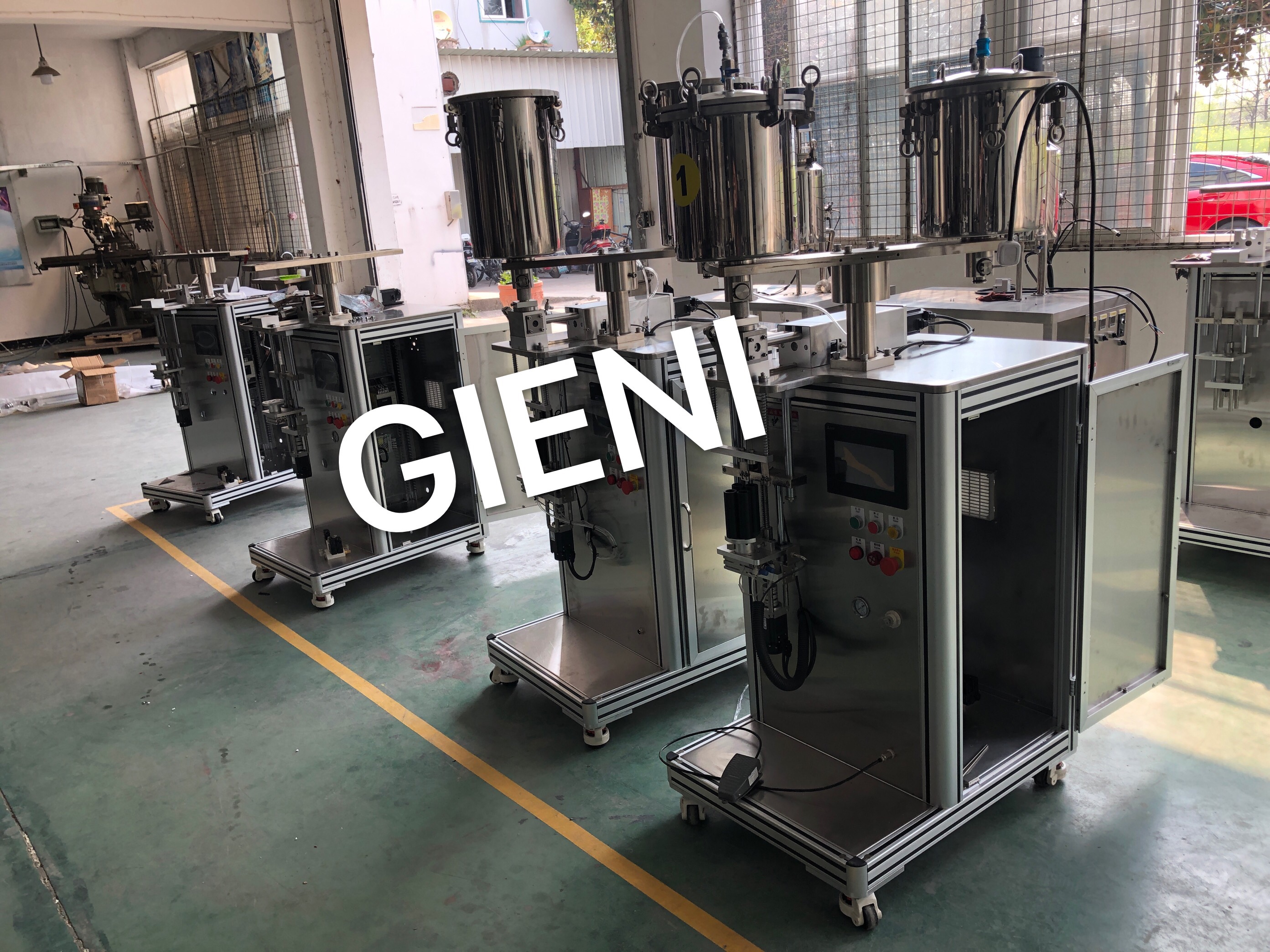 dual nozzle filling machine at factory site 