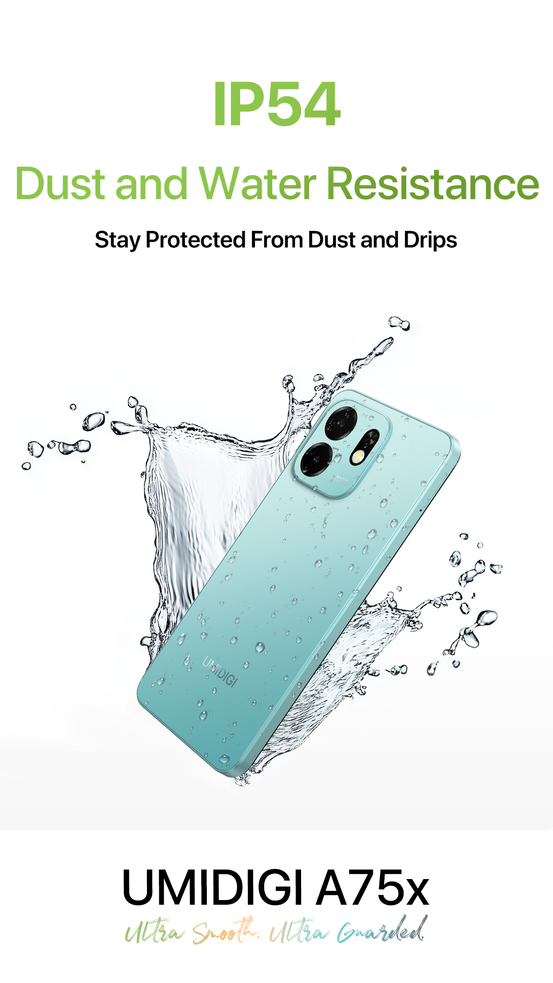 UMIDIGI A75x mainstream smartphone with IP54 dustproof and waterproof protection