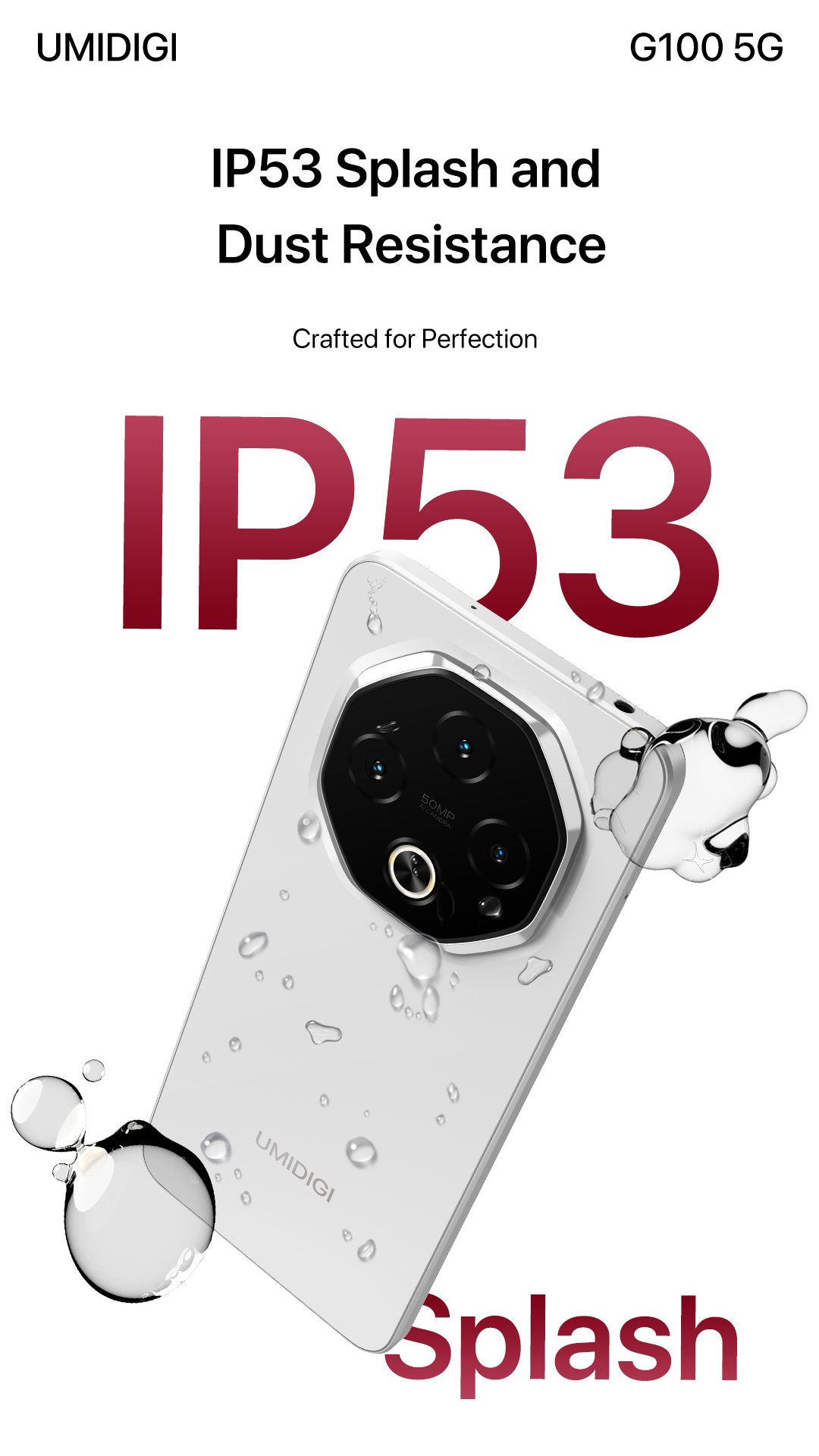 UMIDIGI G100 5G IP53 dustproof and waterproof structure