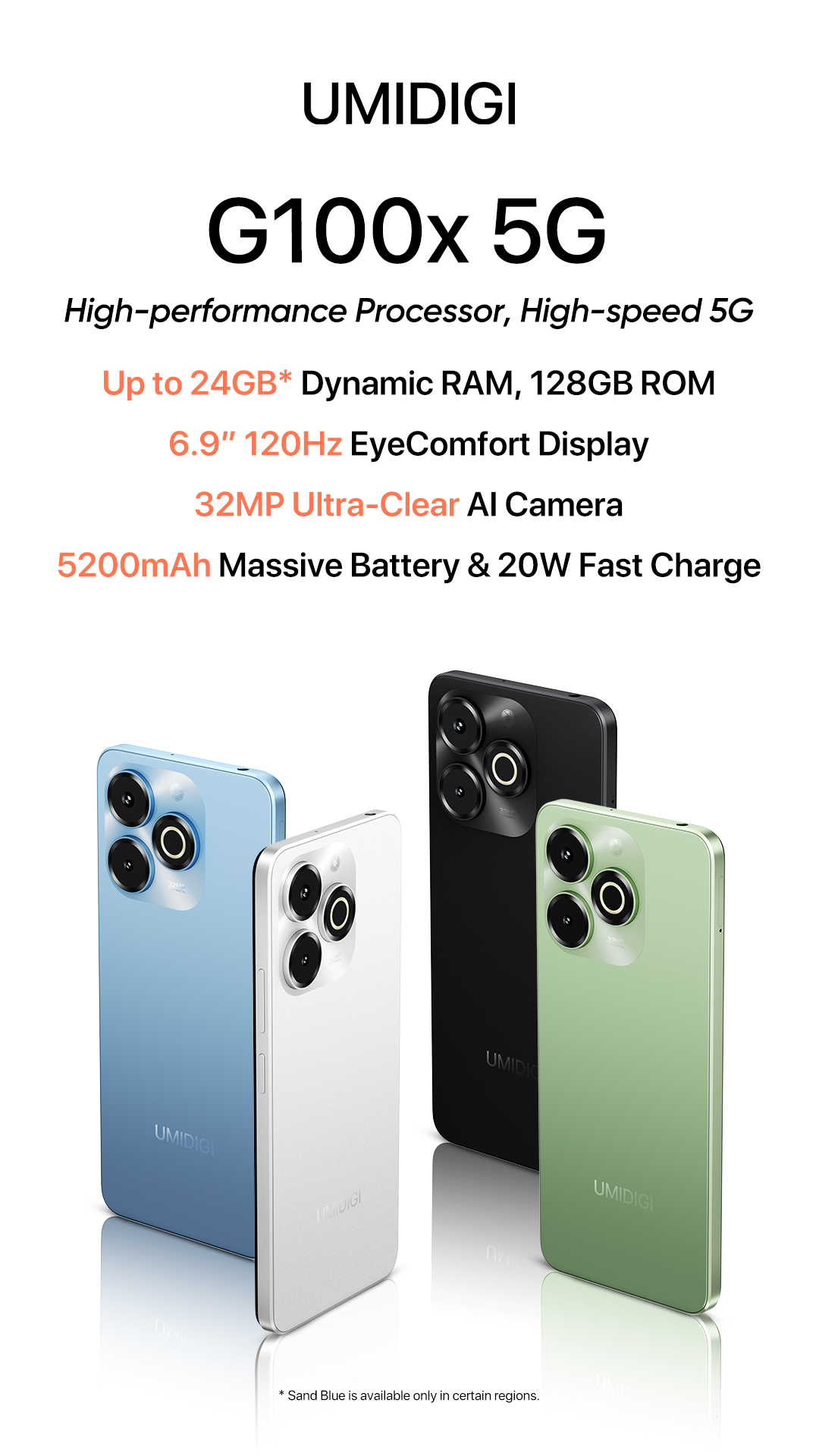 UMIDIGI G100x 5G front display showing app layout