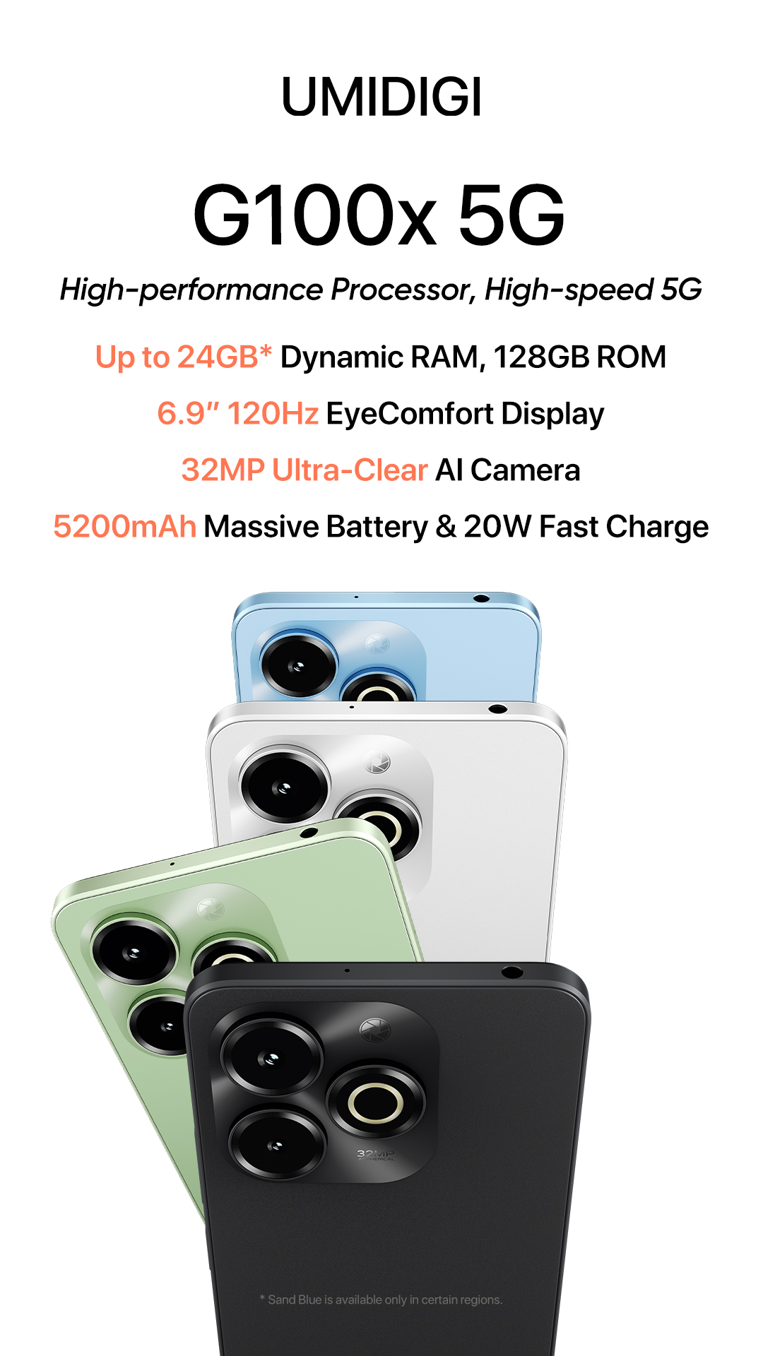 UMIDIGI G100x 5G front display showing camera app