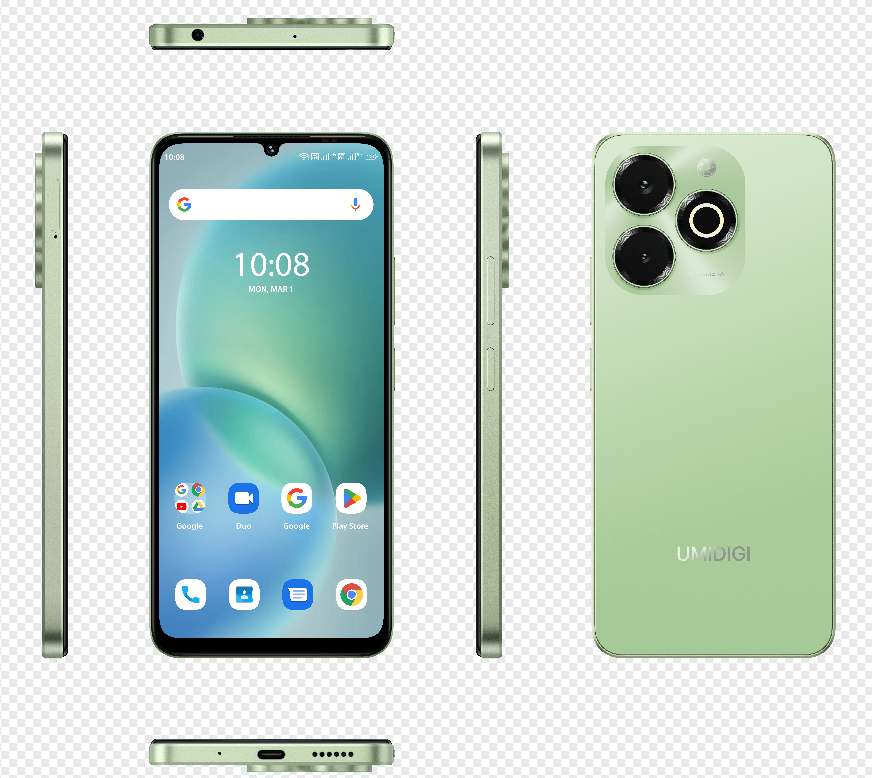 UMIDIGI G9x Sand Green smartphone front view