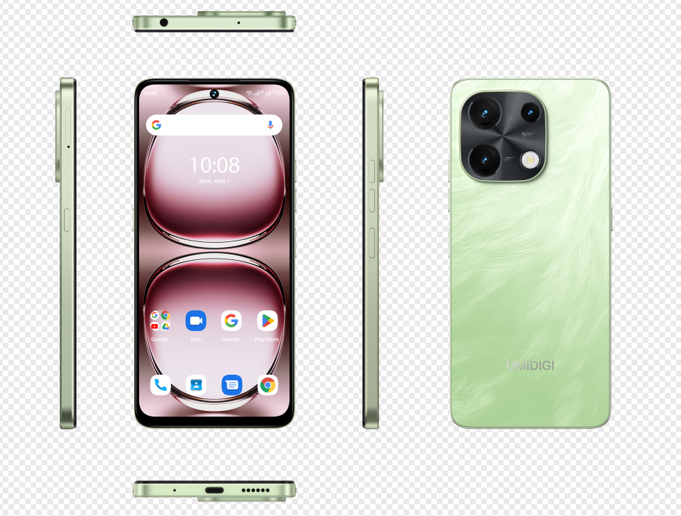 UMIDIGI Note 100 5G Lake Green back view