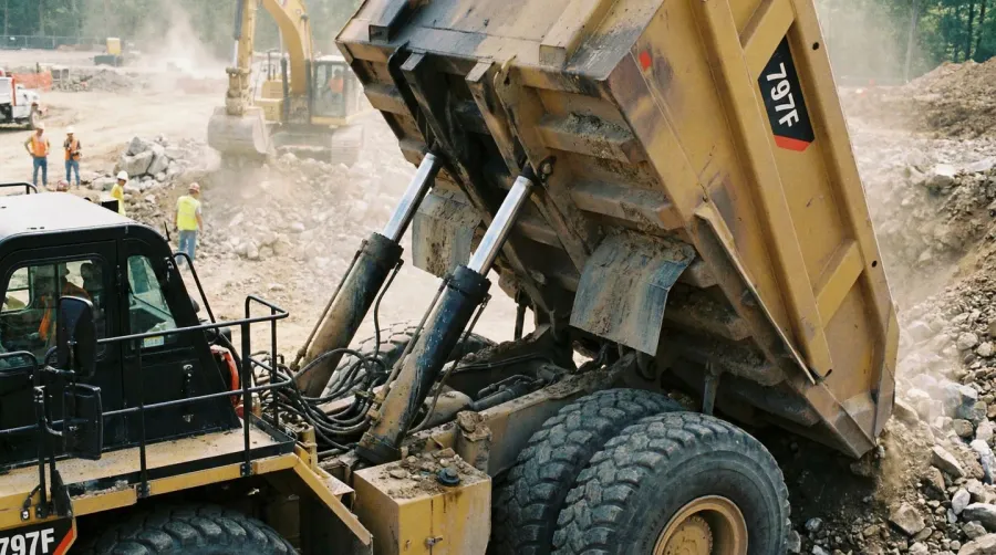 Dump truck telescopic hydraulic cylinder lifting system