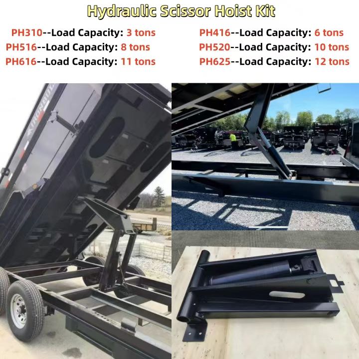 hydraulic scissor hoist dump trailer lifting system