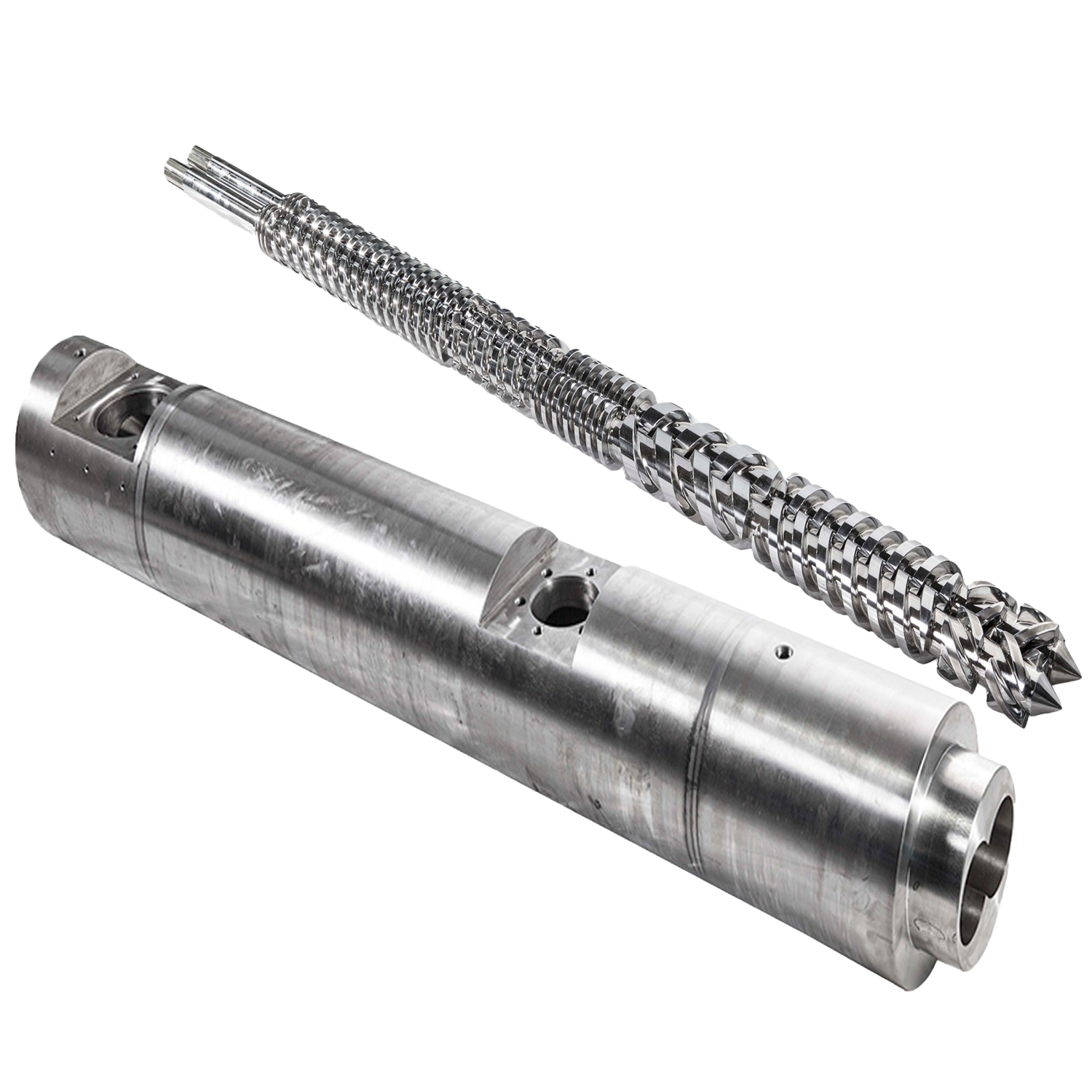 Parallel twin screw barrel