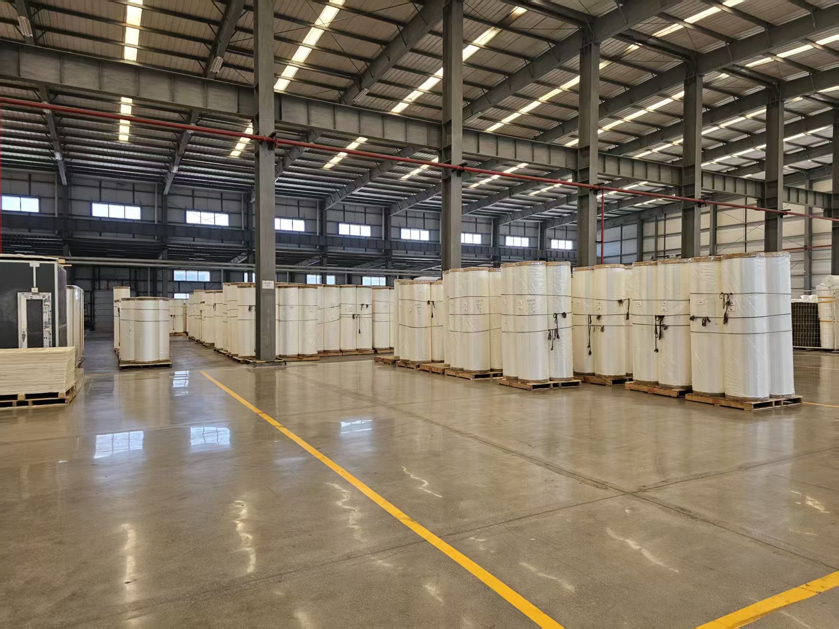SHKFILM warehouse with protected film rolls