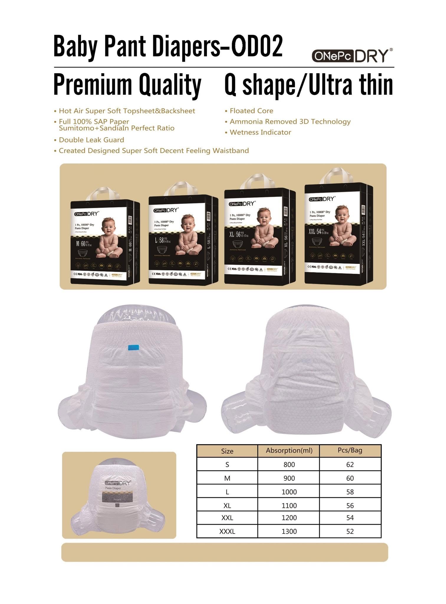 ONePcDRY Brand Baby Diapers
