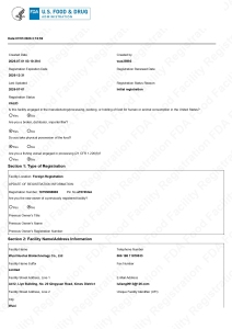FDA Food Facility Registration