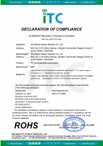 Declaration of Compliance - 2015/863/EU Restriction of Hazardous Substance