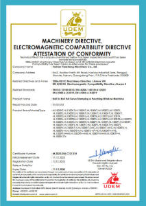 CE Attestation of Conformity (Machinery & EMC Directive)