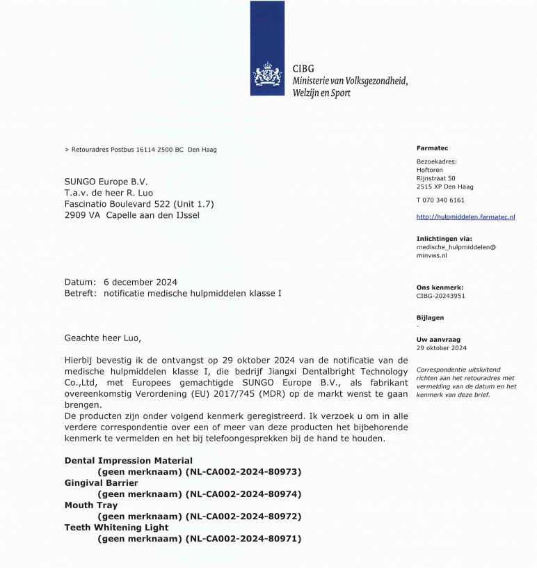 MDR-CE certification documentation for medical device oral care products