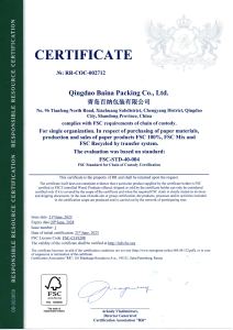 FSC Chain of Custody Certificate