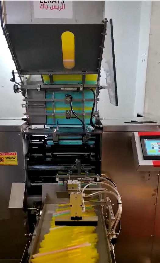Bendable straw forming machine running in a Middle East straw factory