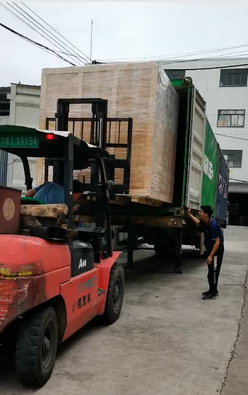 Container loading site for Southeast Asia straw machinery shipments
