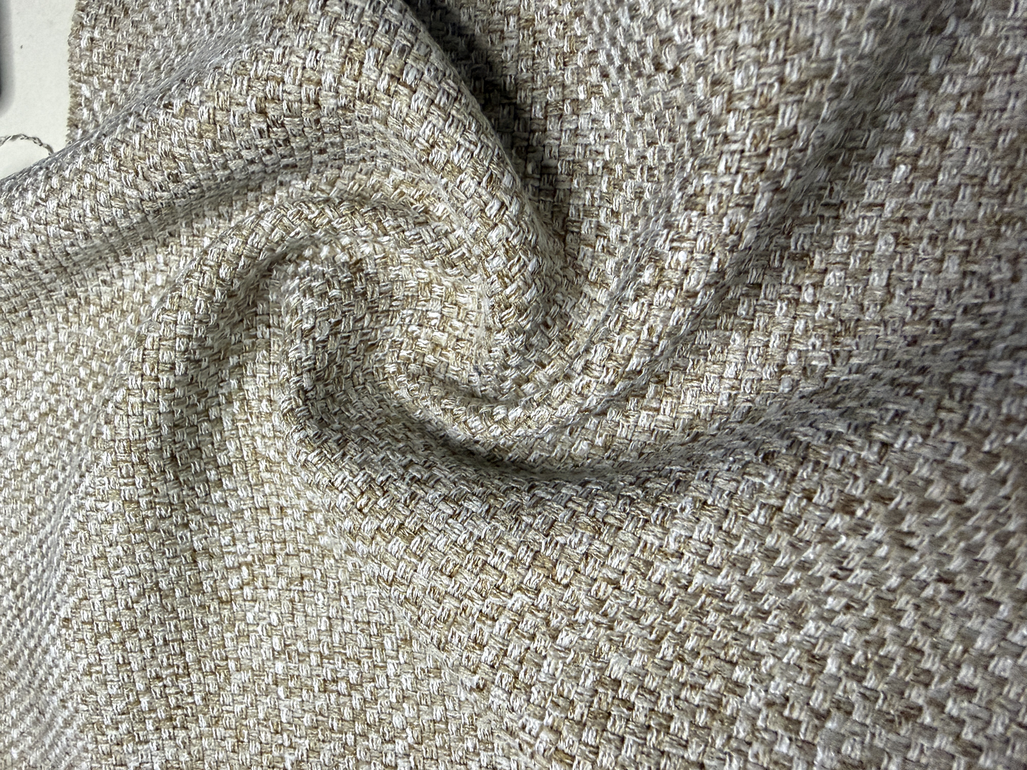 Poly linen sofa fabric TL12167 with linen hand feel and bonded back side
