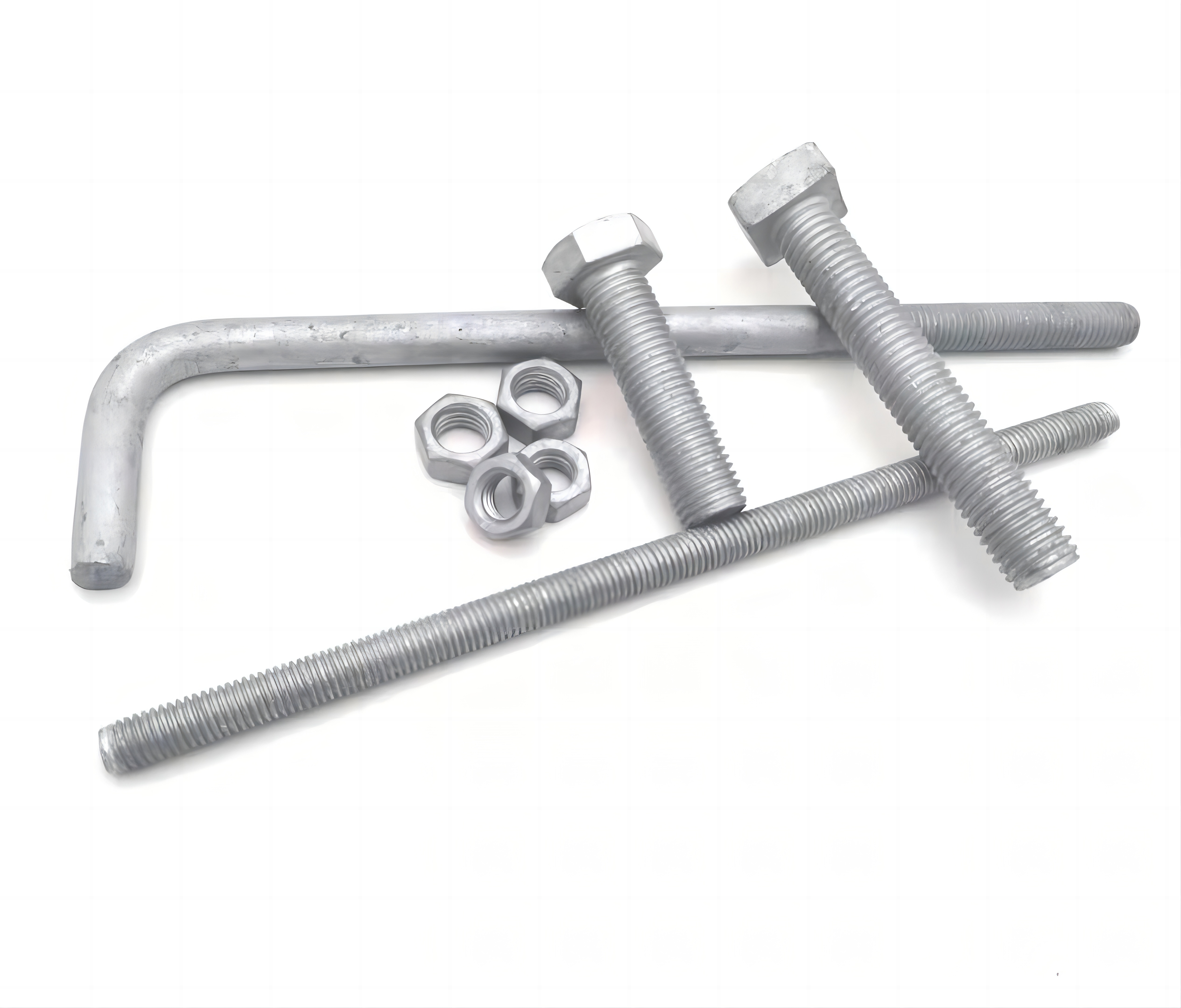 Hot-dip galvanized carbon steel hex bolt and nut, size 36x300