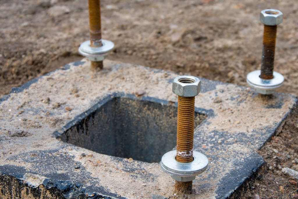 Hex bolt and anchor fasteners used in steel structure and foundation construction