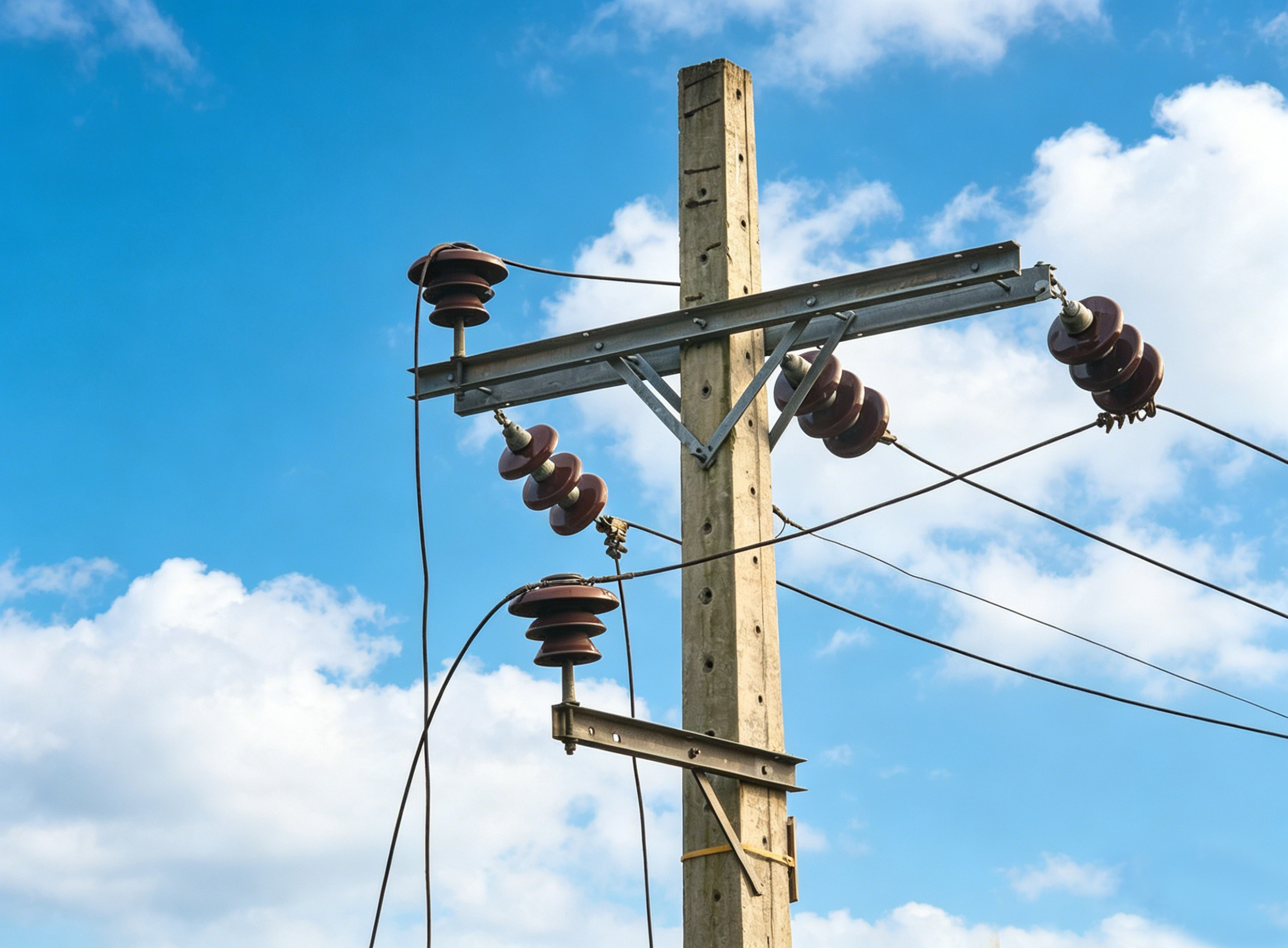 Suspension ceramic insulator shown for comparison with toughened glass disc insulators