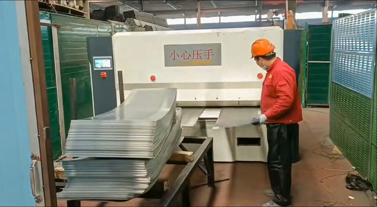 CNC leveling machine operating on a customer production line