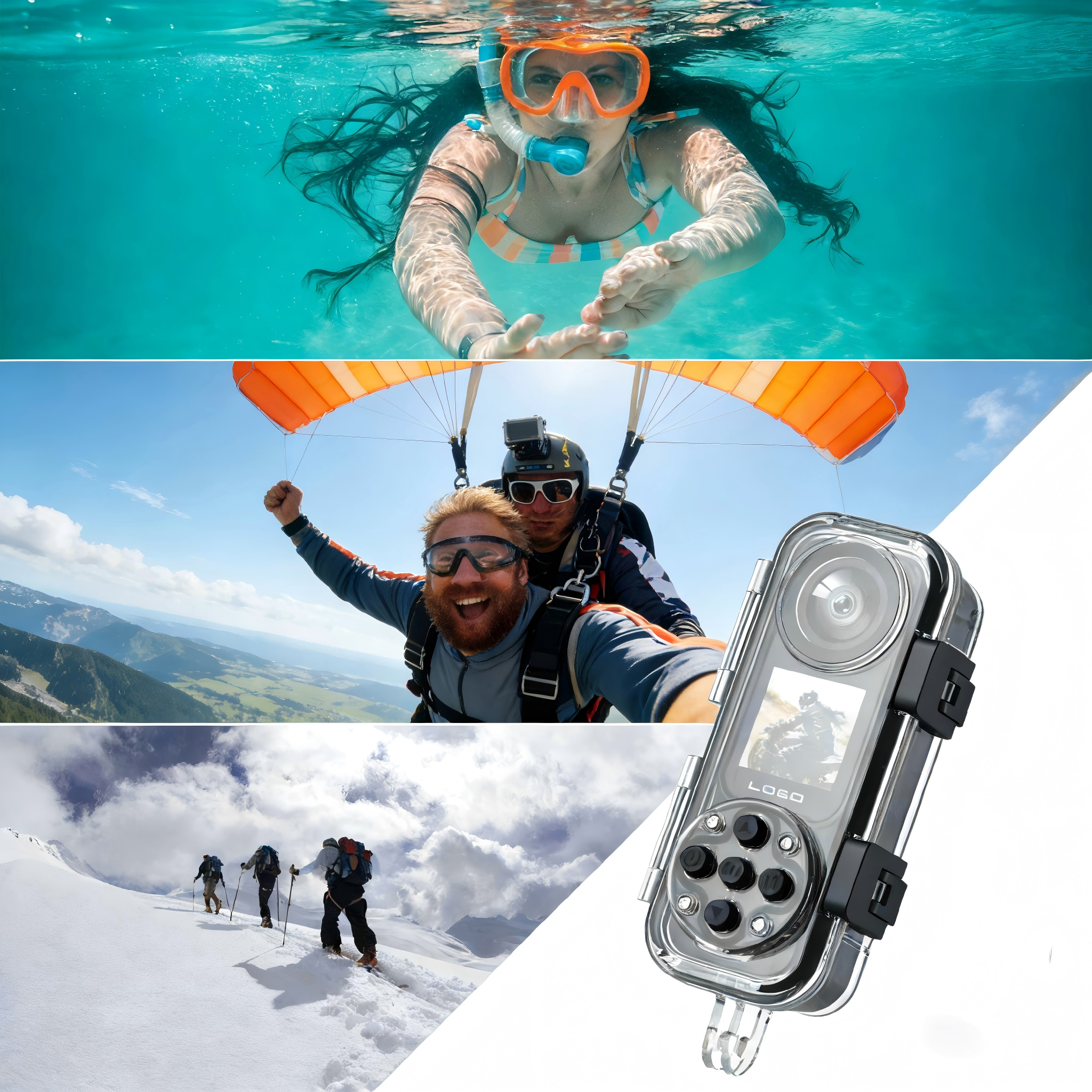 Waterproof action camera for snorkeling