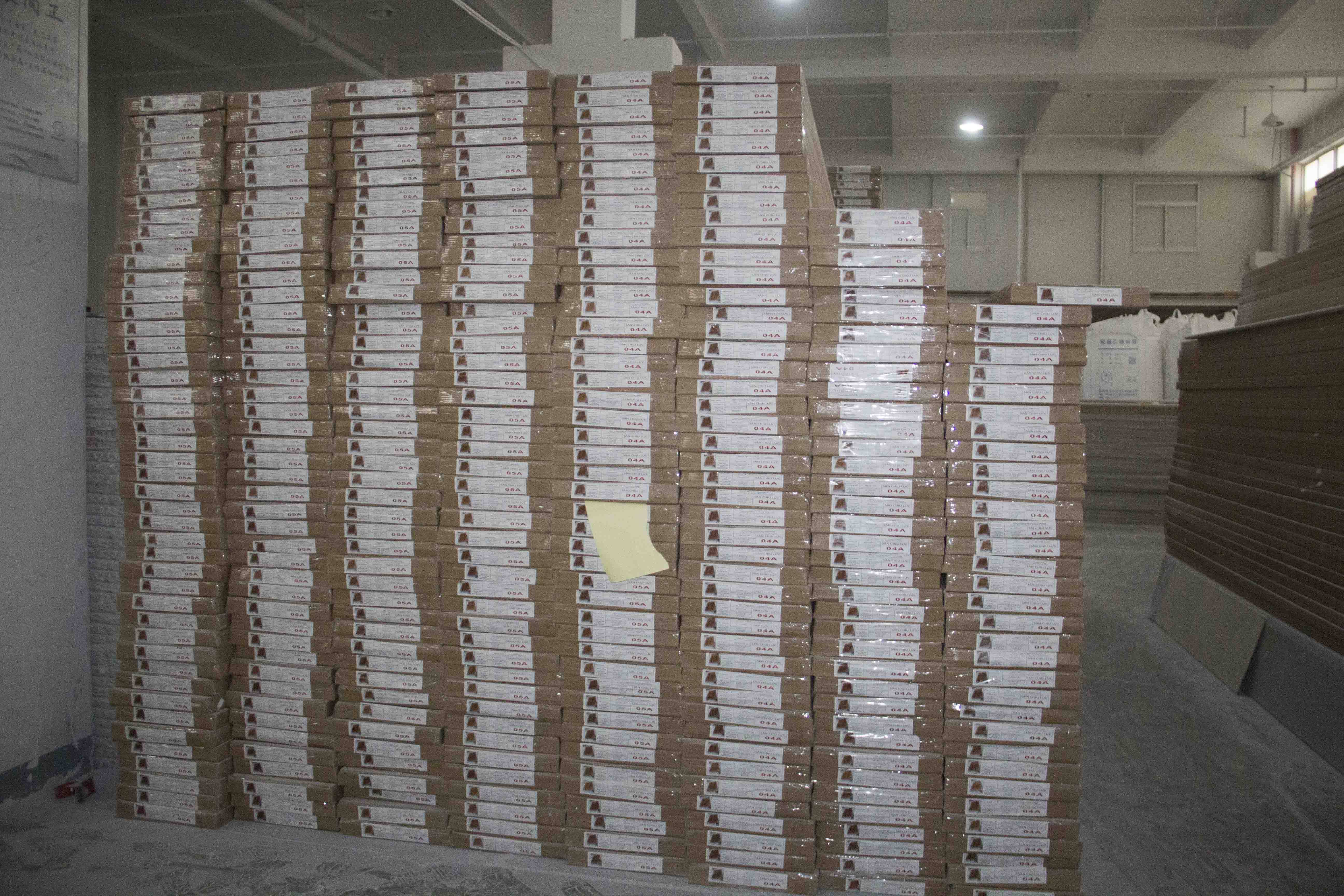 Stocked PVC panels ready for shipment from Haining Jianmu