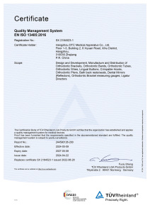 EN ISO 13485:2016 Medical Device Quality Management System