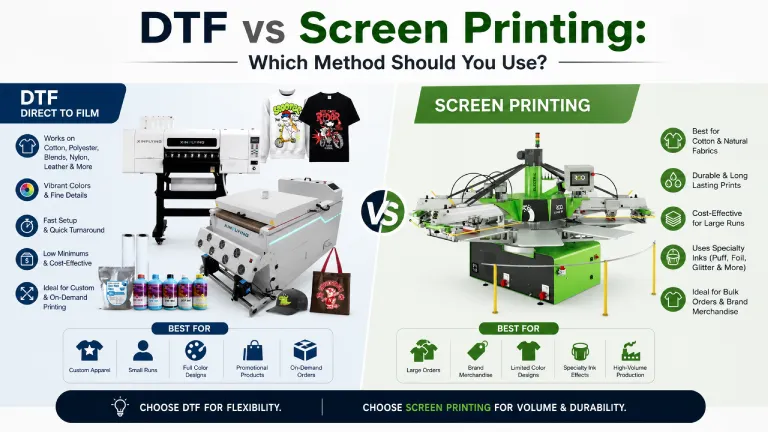 Comparison between DTF printing and screen printing
