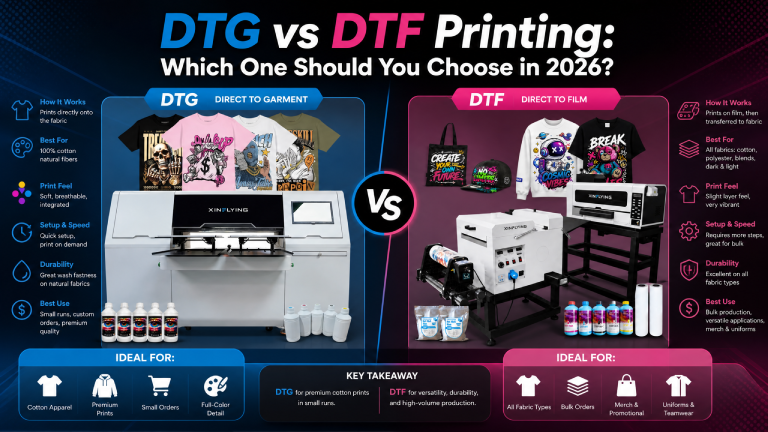 Comparison between DTG printing and DTF printing