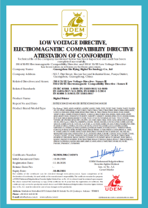 CE EMC & Low Voltage Directive Attestation of Conformity