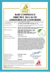 RoHS Compliance Directive 2011/65/EU Attestation of Conformity