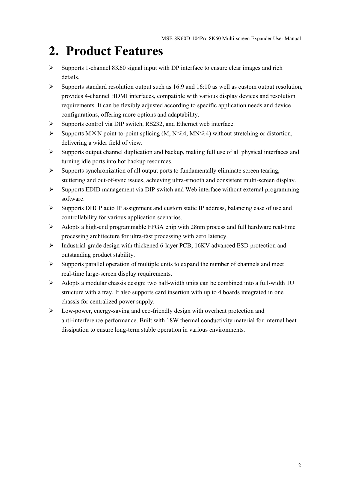 BIT-MSE-8K60D-104Pro-User Manual-Product Features