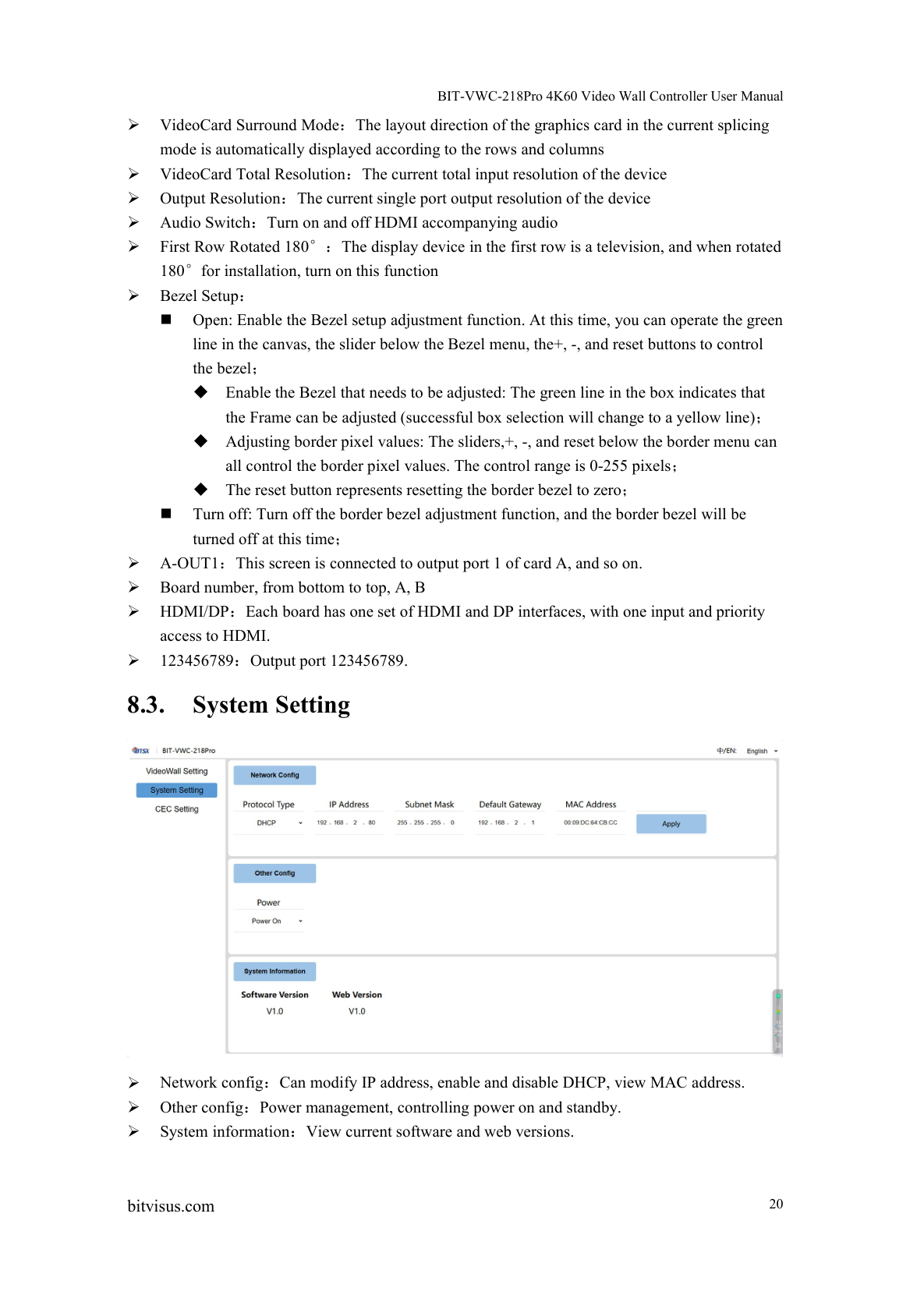 BIT-VWC-218Pro-User Manual-System Setting