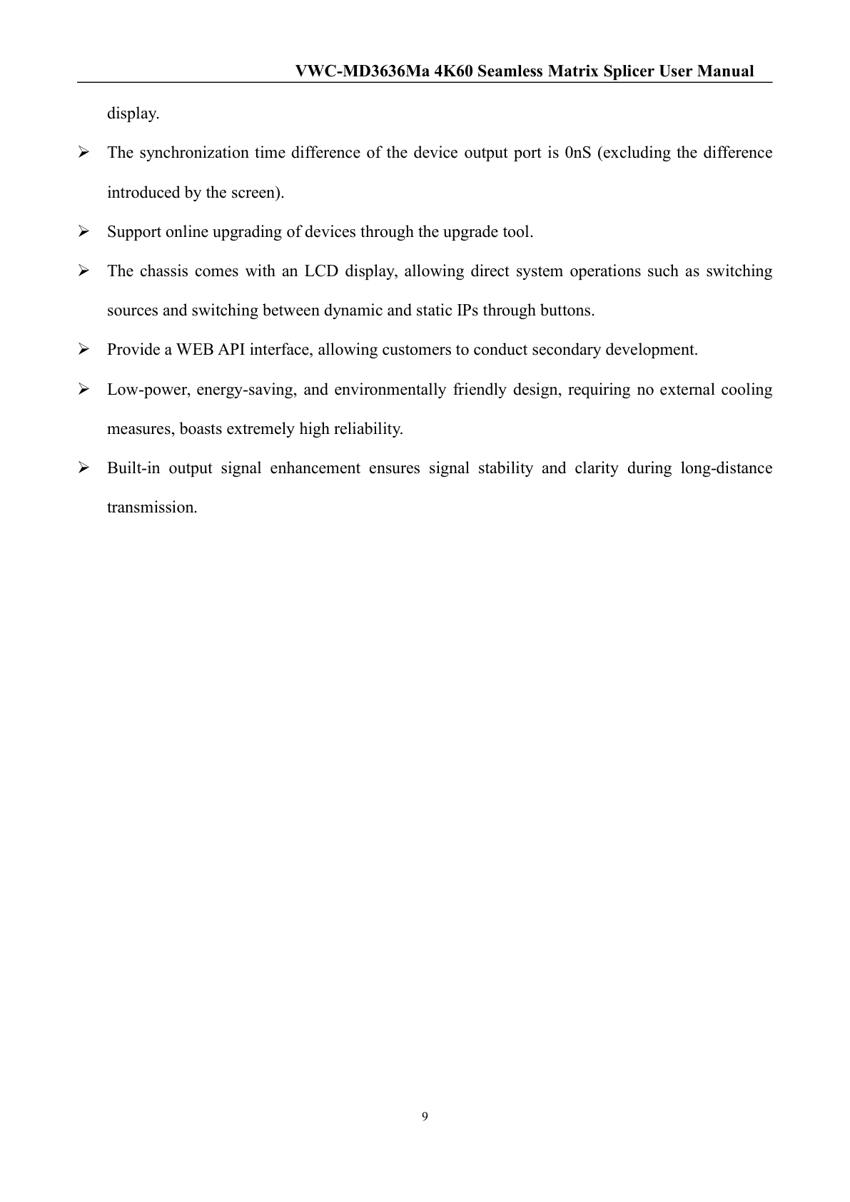 BIT-VWC-MD3636Ma-User Manual-Product Features