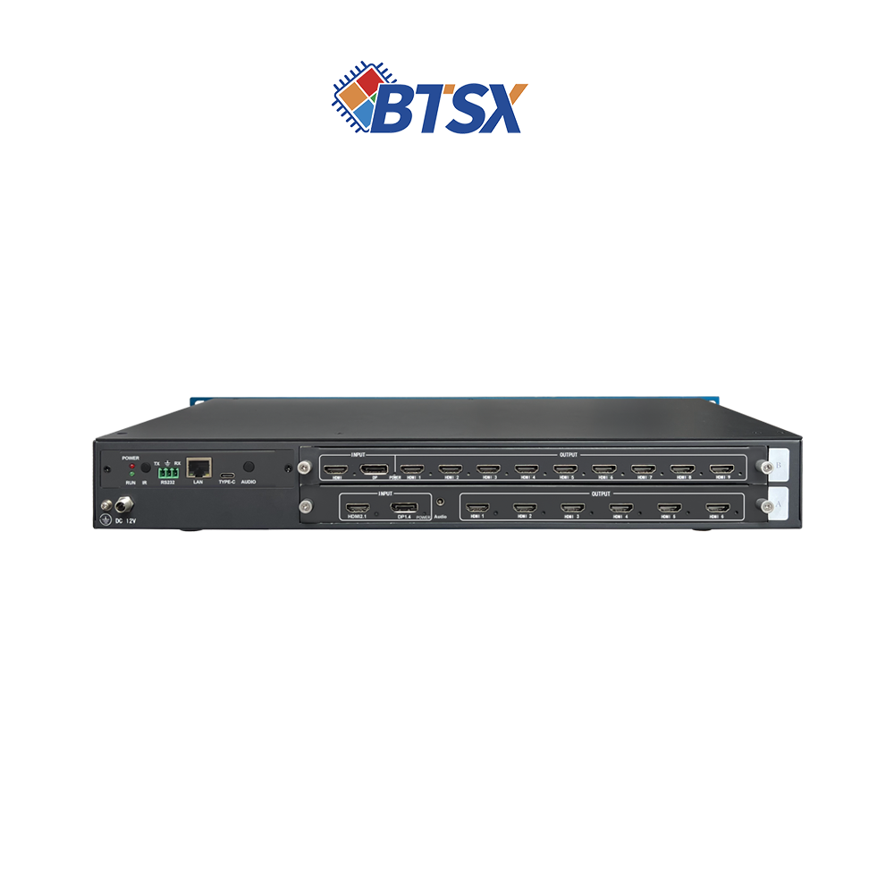 8K video wall controller with HDMI 2.1 input and 15 HDMI outputs for control room video walls