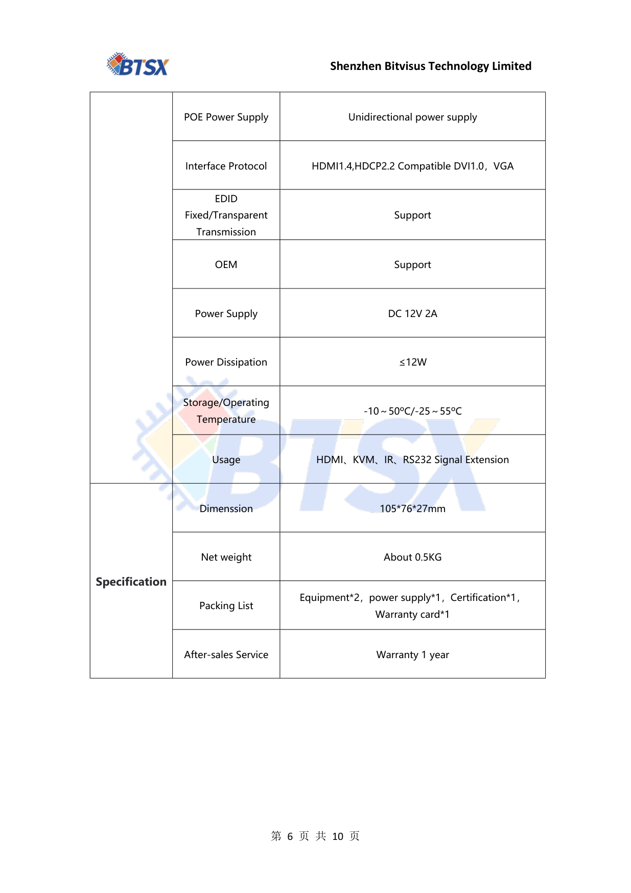 BIT-Ex-HDBT-150-User Manual-Product Specification_06